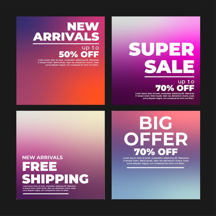 Vektör gradient social media sale posts collection marketing and business design templates