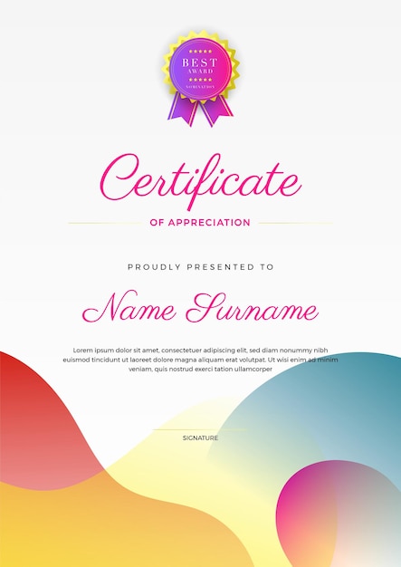 gradient style geometric colorful abstract certificate design template