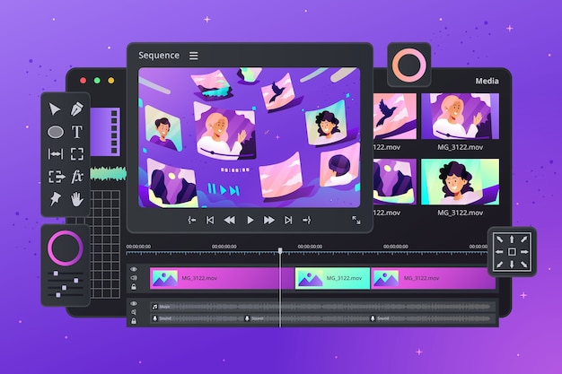 Gradient video editing software illustration