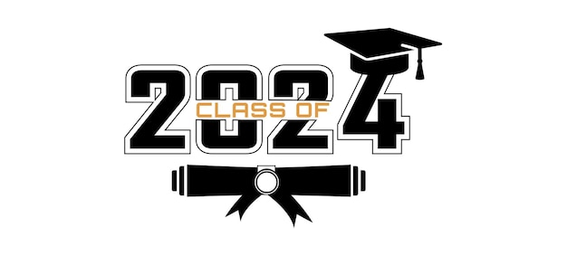 Graduate class of 2024 Vector on transparent background