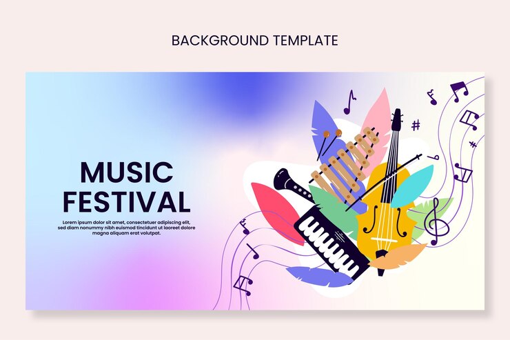 Vektör gradyan renkli müzik festivali şablonu