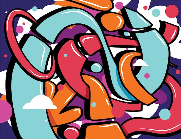 graffiti background on the wall abstract color subcultural vector orange blue red purple white