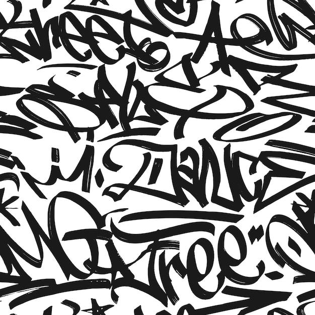 Graffiti background with marker letters bright lettering tags in the style of graffiti street art