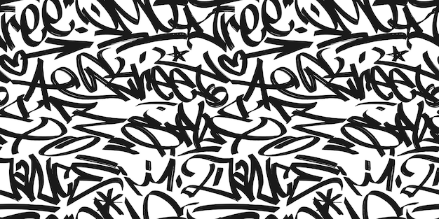 Graffiti background with marker letters bright lettering tags in the style of graffiti street art