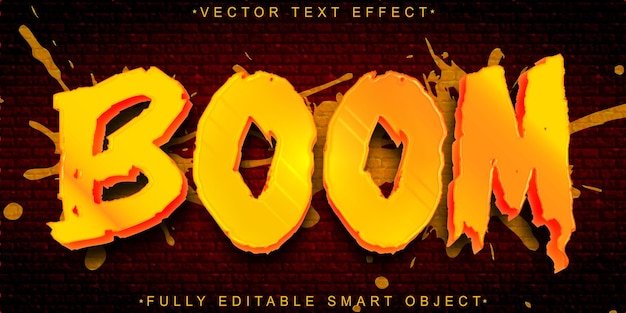 graffiti orange boom vector fully editable smart object text effect