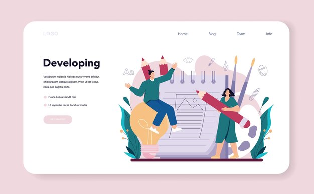 Grafisk designer webbanner eller landingsside digital kunstner skaber brand