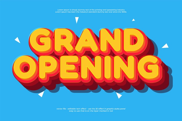 Grand opening 3d text effect with bold writing