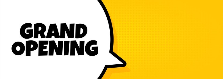 Vektör grand opening. speech bubble banner with grand opening text. loudspeaker. for business, marketing and advertising. vector on isolated background. eps 10.