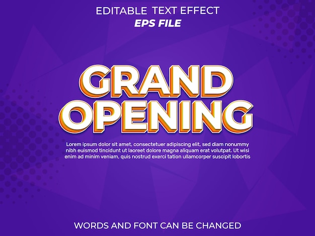 grand opening text effect font editable typography 3d text