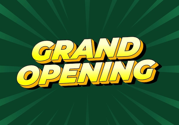 grand opening text effect in modern colors with 3d style