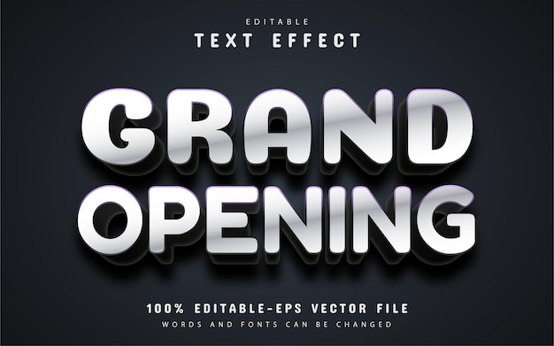 Grand opening text, white 3d text effect