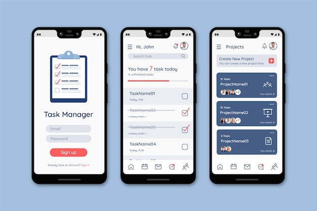 Gränssnittsmall för app för uppgiftshantering