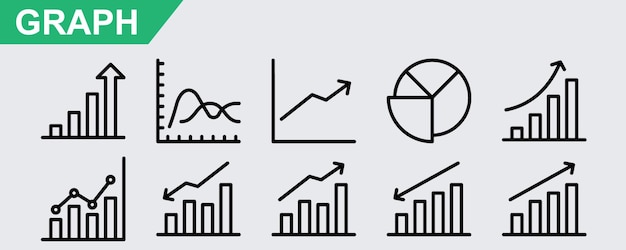 Graph vector icons on white background
