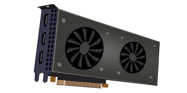 Graphic card computer graphics processing unit GPU isolated Premium Vector Rendering card