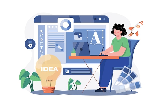 graphic designer illustration concept on white