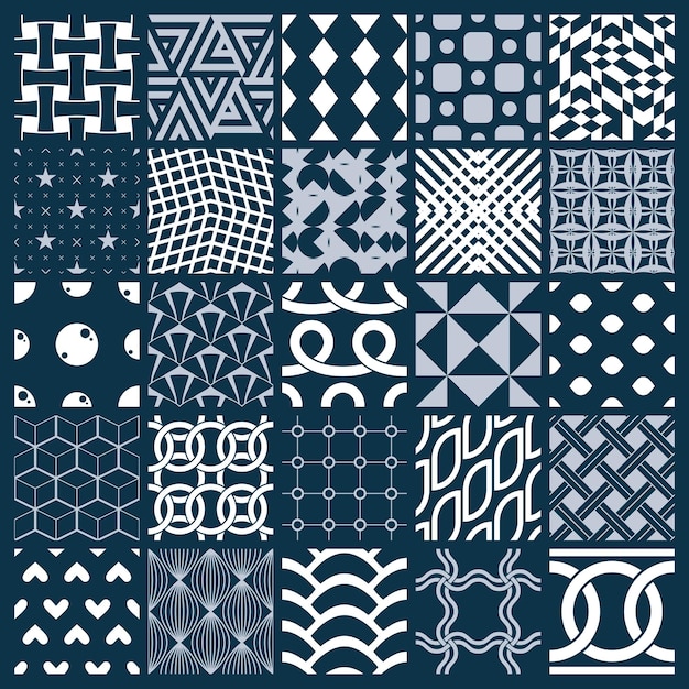 Graphic ornamental tiles collection, set of monochrome vector repeated patterns. Vintage art abstract textures can be used as wallpapers.
