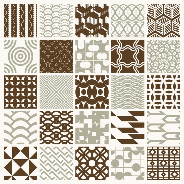 graphic ornamental tiles collection, set of vector repeated patterns. 25 vintage art abstract textures can be used as wallpapers.