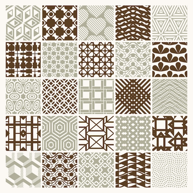 graphic ornamental tiles collection, set of vector repeated patterns. 25 vintage art abstract textures can be used as wallpapers.