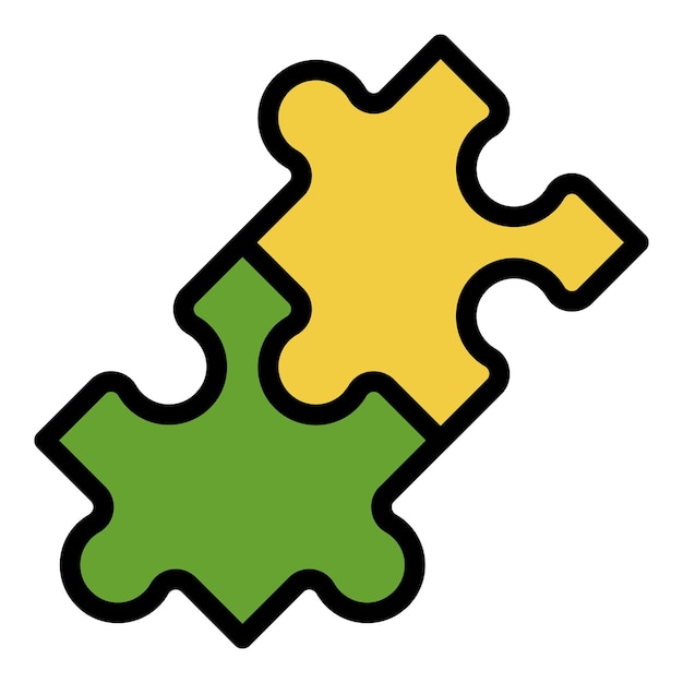 Graphic puzzle icon Outline graphic puzzle vector icon color flat isolated