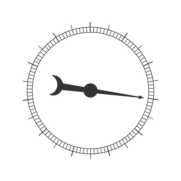 Graphic round measuring scale with arrow Template of manometer barometer compass