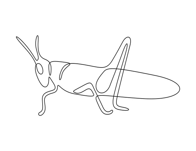 Grasshopper in one continuous line drawing vector illustration