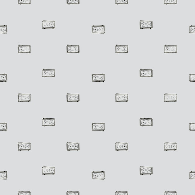 Graveret skak-ur, sømløst mønster, retro-ur til skakspil i håndtegnet stil. Skitse-tekstur til stof, wallpaper, tekstilprint, titel, indpakningspapir. Vektorillustration