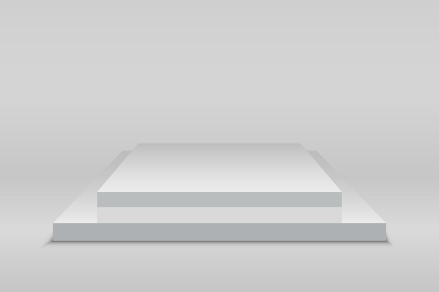 Gray podium platform for presentation Presentation circle of white platform product place for presentation winner podium or stage on transparent background Vector illustration