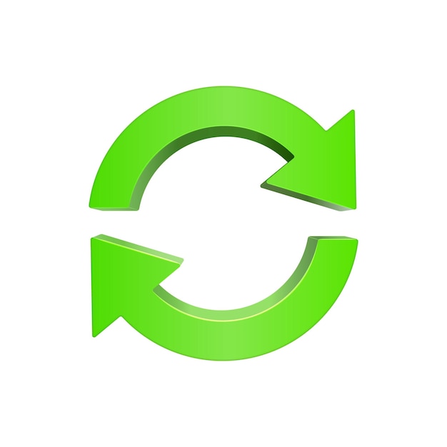 Green 3D Refresh Icon with Arrows