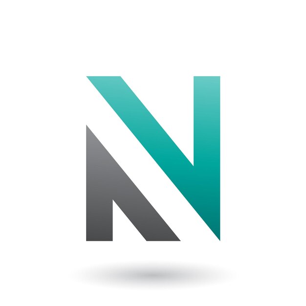 Green and Black V Shaped Icon for Letter N Vector Illustration