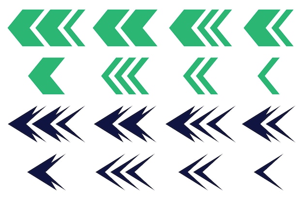 Green and blue directional arrow symbol or icon set design