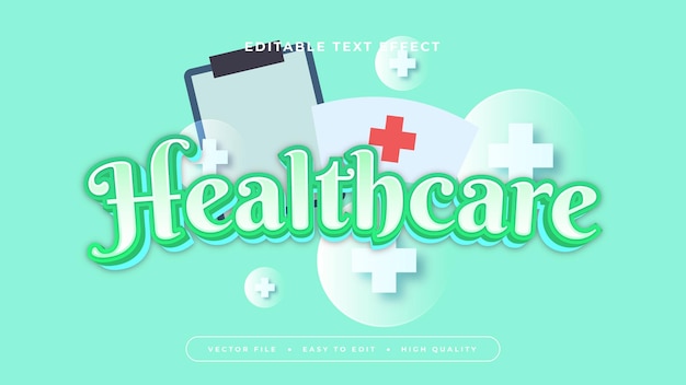 green and white healthcare 3d editable text effect font style