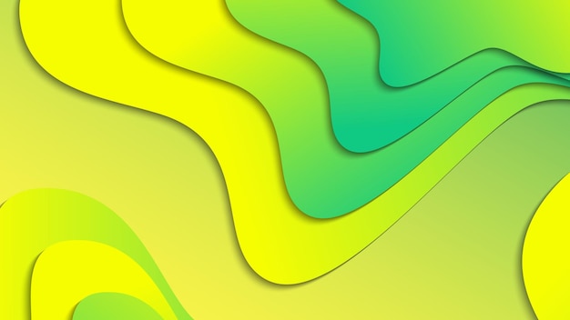 Green and yellow gradient fluid wave abstract background