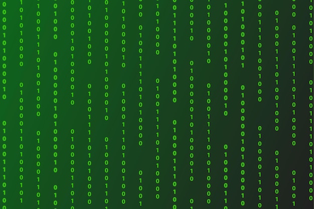 Green binary numbers on a black background