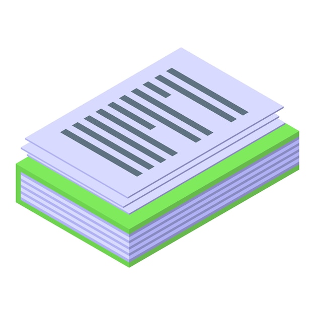Green book containing many documents isometric icon