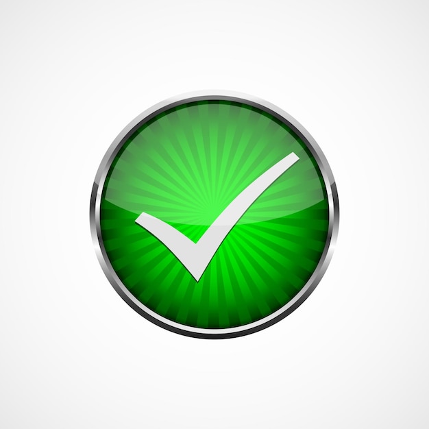 Green check mark button Vector illustration