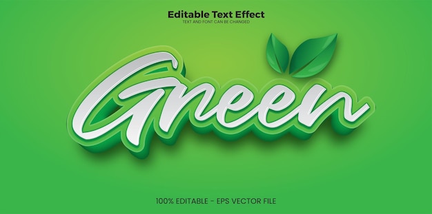 Green editable text effect in modern trend style