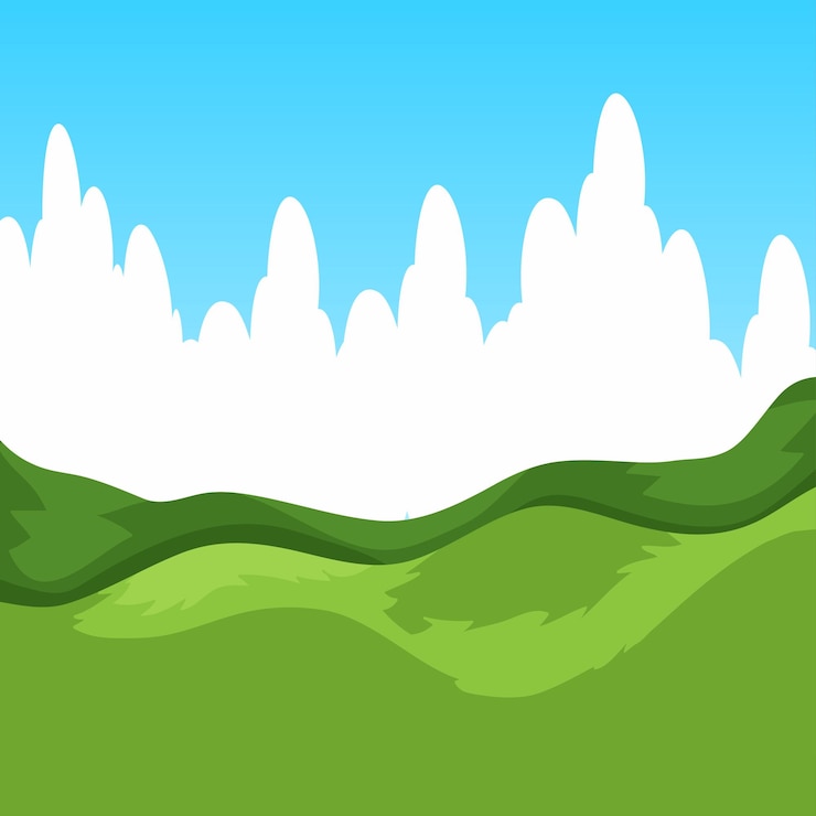 Vektör green field with blue skies landscape illustration with white clouds