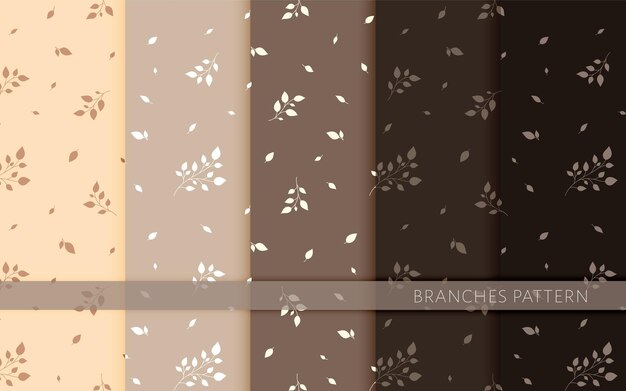 Green leaf branch twig seamless pattern stamp silhouette set Floral coffee color botanical garden plant wrappinginterior design pastel print textile home decor cosmetic wallpaper cover web backdrop