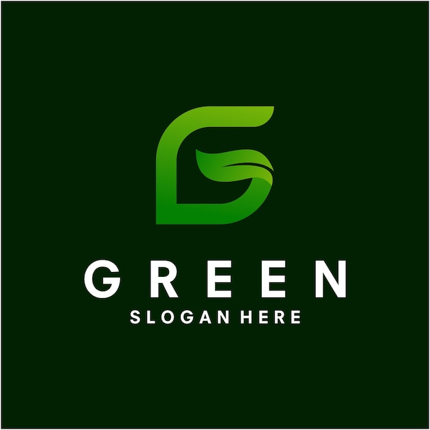 Green letter G leaf logo template vector illustration