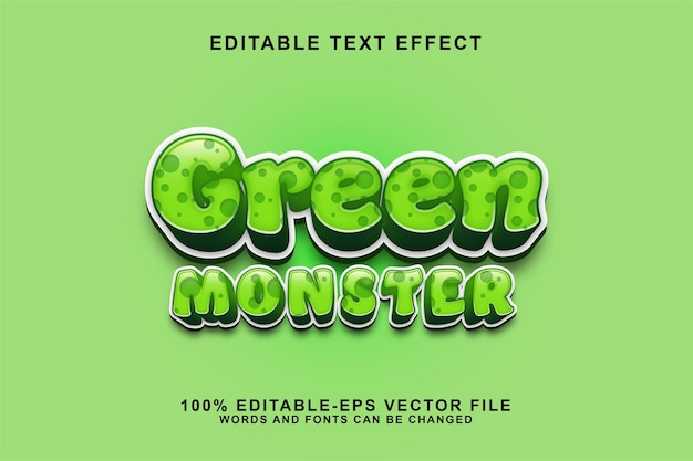 Green monster editable text effect style cartoon