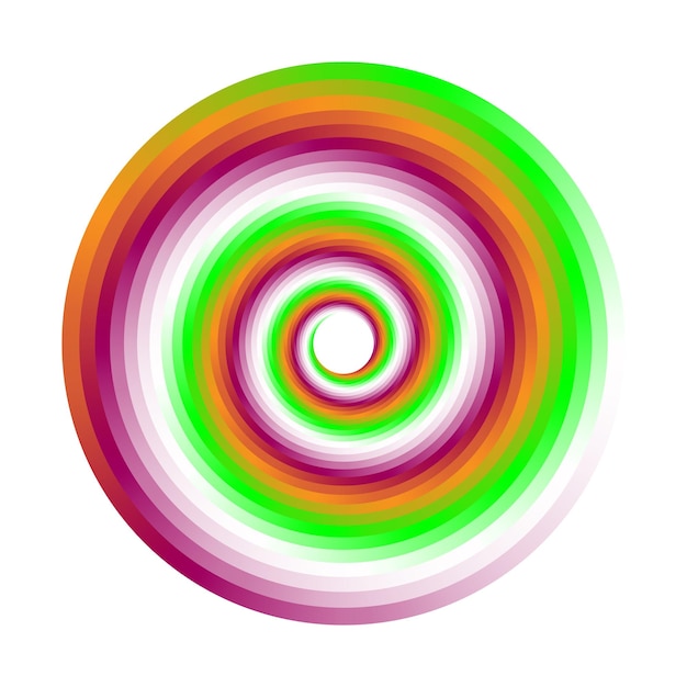 Green, orange, white and red gradient swirl circle vector illustration. Circular spiral vortex logo.