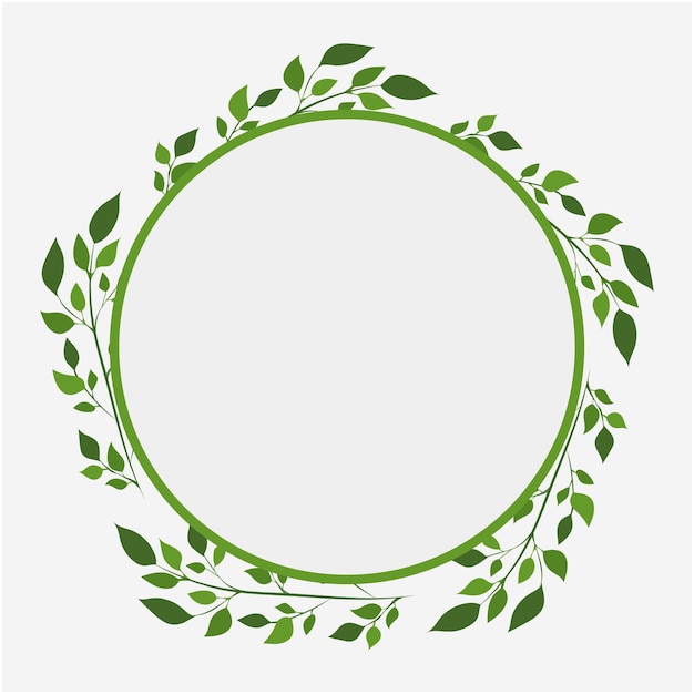 Green pink leaves Branch and circle photo frame Background Vector