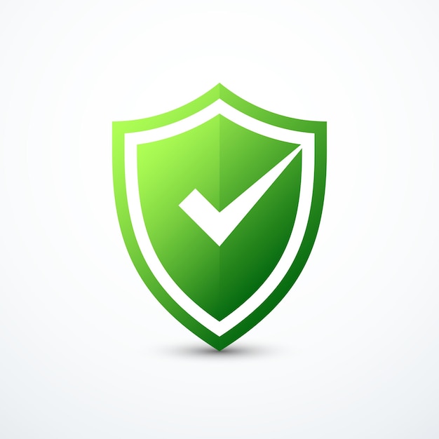 Green shield check mark icon Vector illustration
