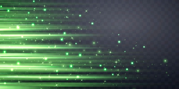 Green speed rays velocity light neon flow zoom in motion effect glow speed lines