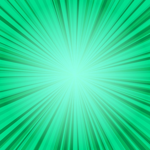 Green Sunburst Pattern Background. Rays. Radial. Summer Banner. Vector Illustration