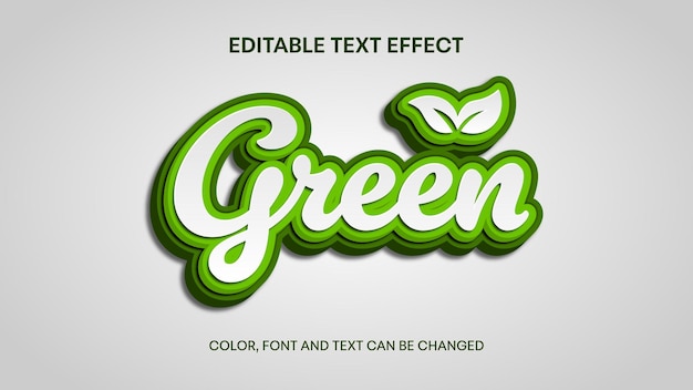Green Text Effect with 3D Style and Leaf Icon
