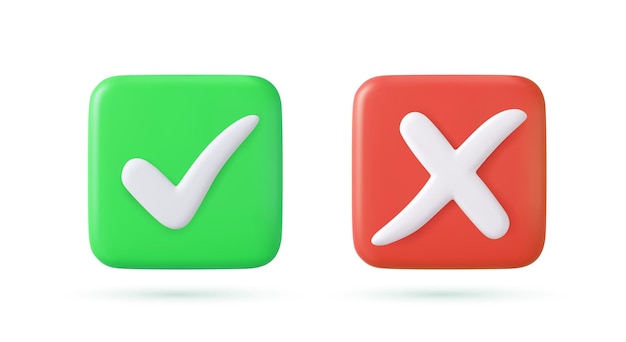 Green tick check mark and cross mark symbols