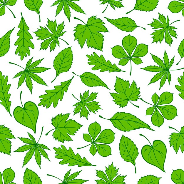 Green tree leaves seamless pattern