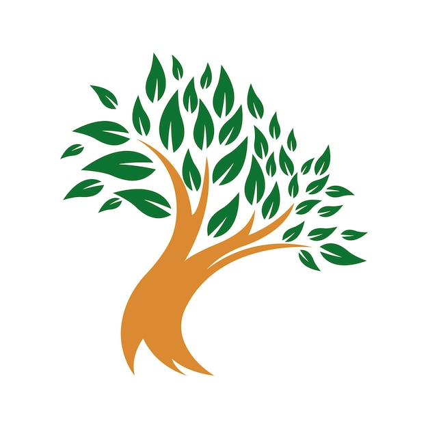Green Trees Vector Illustration Family tree logo template