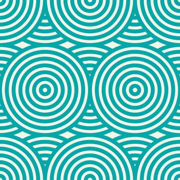 Green vector endless pattern created with thin undulate stripes and circles, seamless composition. Continuous interlace texture can be used as website background and as wrapping paper.
